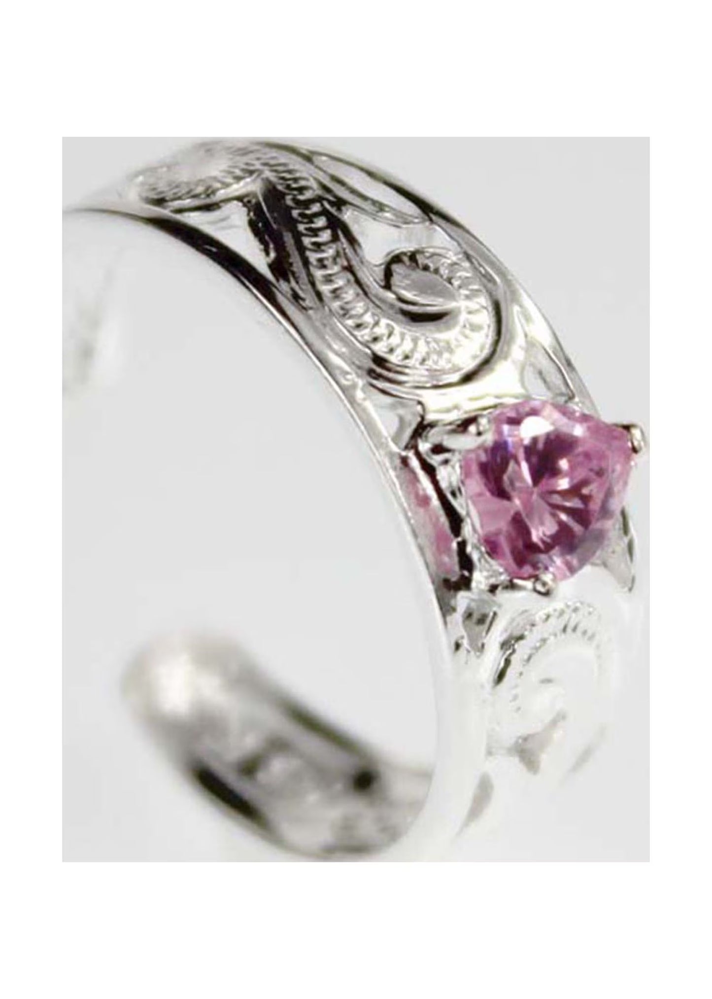 Sterling Silver Hawaii Toe Ring with Pink Crystal Toering