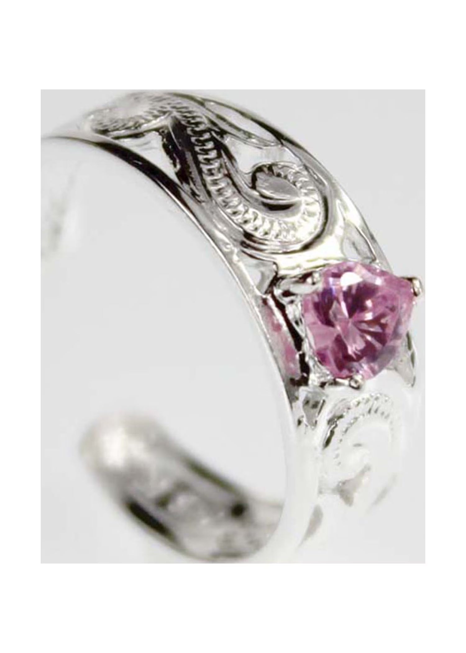 Sterling Silver Hawaii Toe Ring with Pink Crystal Toering